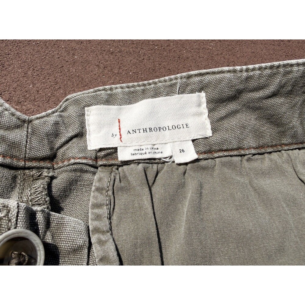 ANTHROPOLOGIE Liza Utility Shorts pleated button front stretch shorts sz 26 - Picture 2 of 10